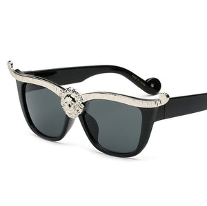 Oversized Cat Eye Sunglasses Women Brand Designer Lion Head Luxury Sun Glasses For Womens Gold