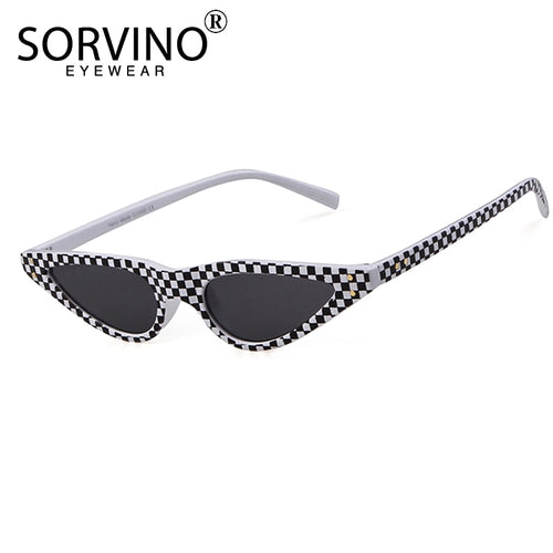 SORVINO 90s Narrow Cat Eye Sunglasses Women Vintage 2018 Brand Designer Slim Skinny Cateye Sun Glasses Black Red Shades SVN46B